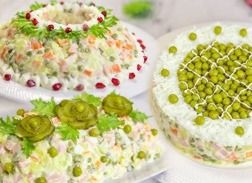 Как украсить и подать новогодние салаты